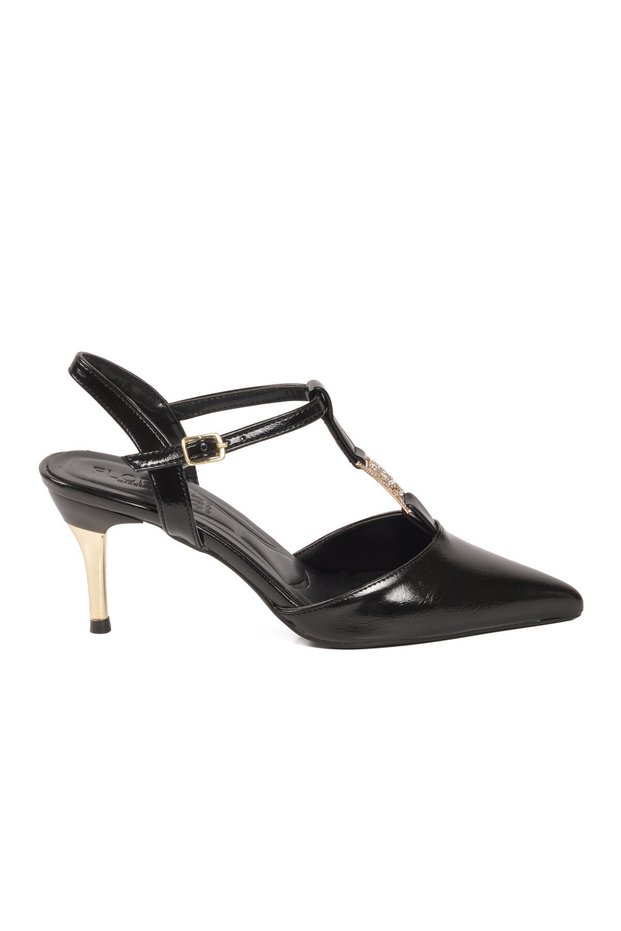 Black Patent Leather Women's Heeled Shoes