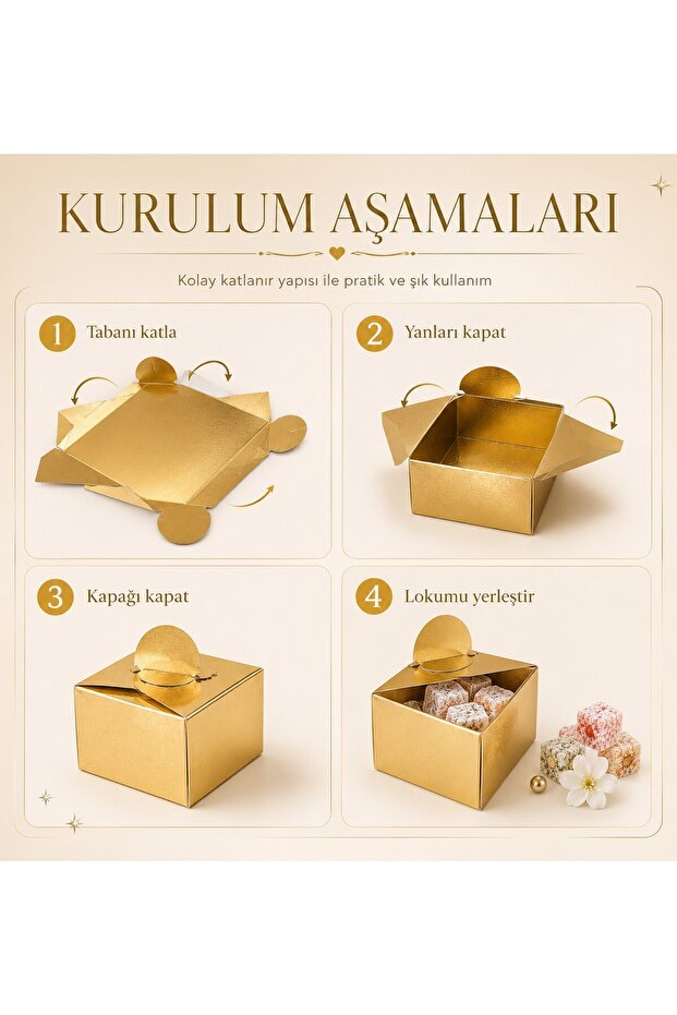 25 Pieces Gold Silver Turkish Delight Box | Promise Engagement Wedding Mawlid Gift Cardboard Turkish Delight Box | Premium Gold Silver