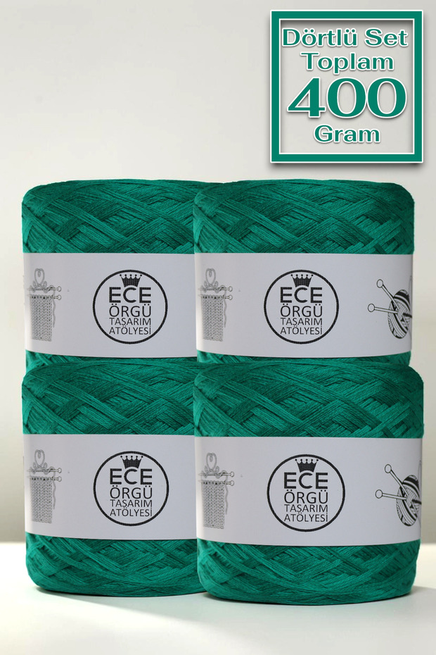 Emerald Green, Multi-Strand Mercerized Cotton Knitting Yarn Set (400 Gr.)