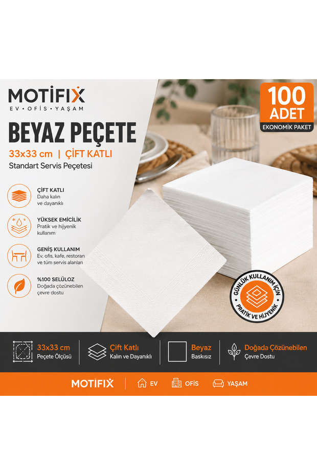 Çift Katlı Beyaz Peçete