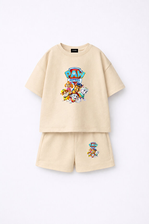 Paw Patrol Printed Oversize 100% Cotton T-Shirt Shorts Kids 2-Piece Set