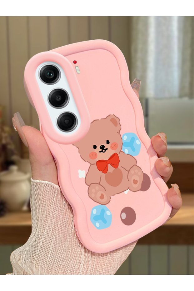 Tecno Camon 40 Pro 5g Compatible Case Camera Protector Pink Silicone Couple Phone Case Bear Pattern