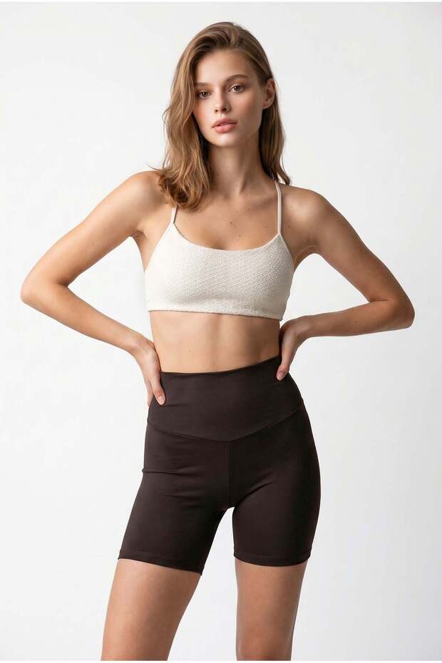 2137 Women's Sports Casual High Waist Slimming Shorts Leggings Brown
