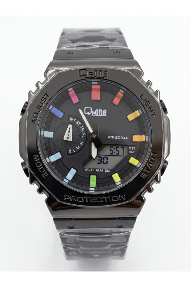 Premium Steel Case Men's Wristwatch Analog Digital Dual Display Sport Stylish Design