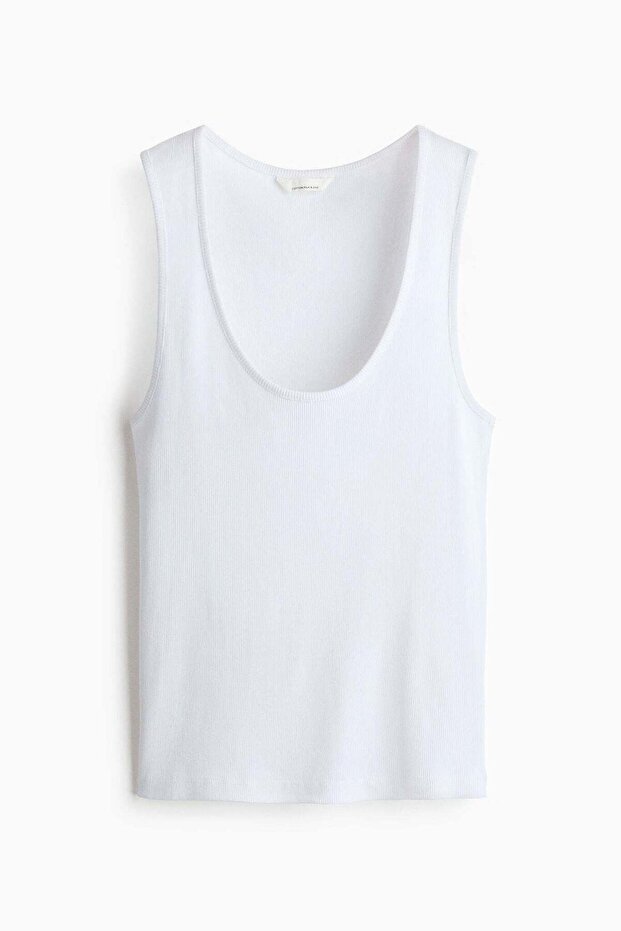 Silk-blend ribbed vest top