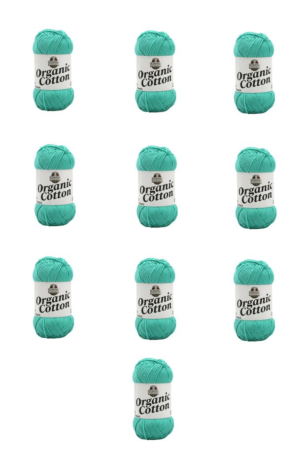 10 Pieces of Organic Cotton (74385) Vibrant Mint 100% Organic Cotton Amigurumi and Baby Knitting Yarn