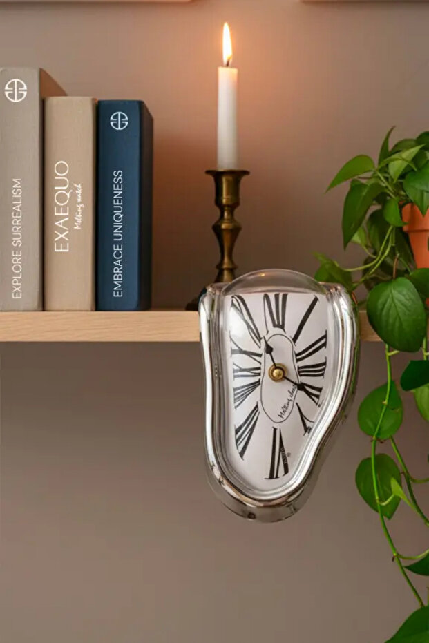 Ex0012.0002 Melting Clock- Abs Gold Color Case - White Dial Masa Saati