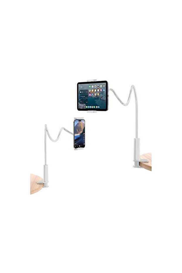 90 cm Flexible Tablet and Phone Holder Stand White, Versatile and Practical Use
