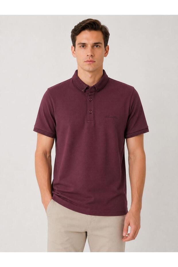 Glow Slim Fit Men's Polo Collar Short Sleeve T-Shirt 7742
