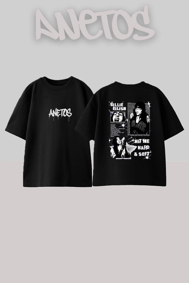 Billie Eilish_35 Design Printed Unisex Oversize Black Tshirt