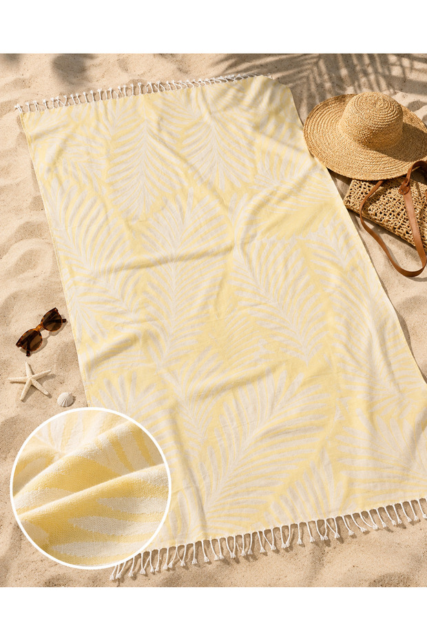 Large Size 100% Cotton Towel Peshtemal - Double-Sided Jacquard Patterned Beach and Sea Towel