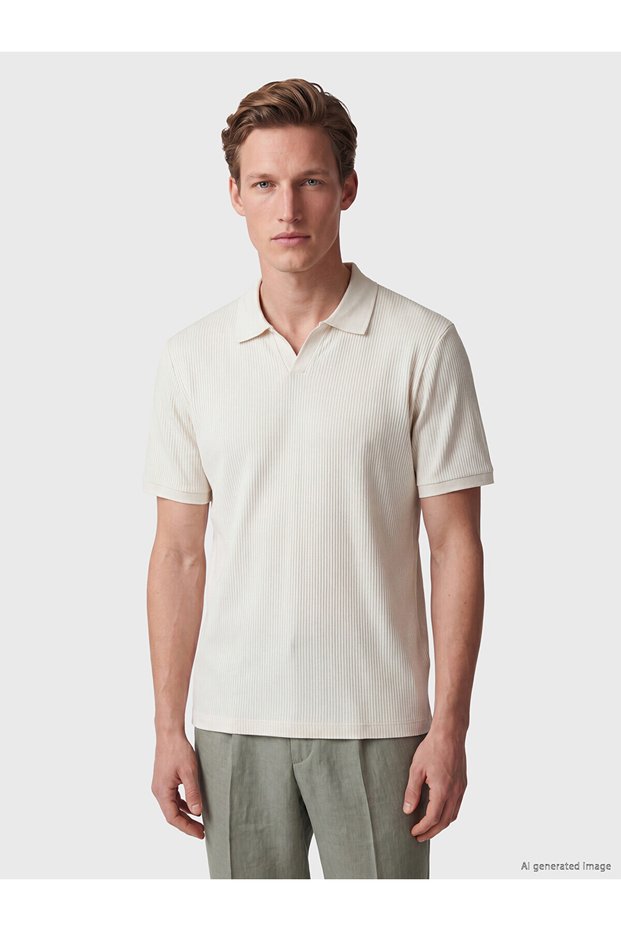 Vizyon New Season Polo Collar Ribbed Men's T-Shirt