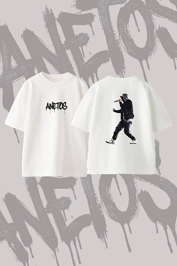 Eminem_18 Design Printed Oversize Crew Neck T-Shirt White