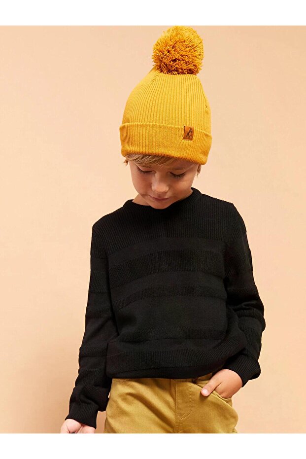 Lcw Accessories Yellow Label Embroidered Pompom Boys' Beret