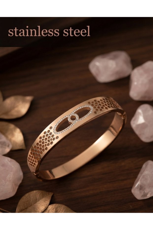 316L Steel Gold Color Zircon Stone Steel Bracelet
