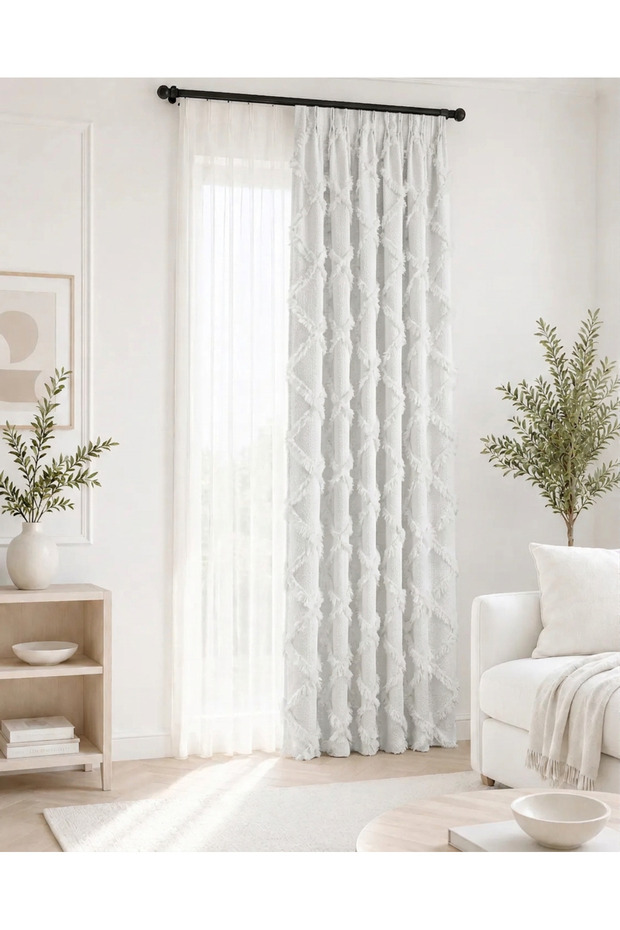 Chenille Fabric White Color, Background Curtain, Single Panel 1.20 X 2.60cm