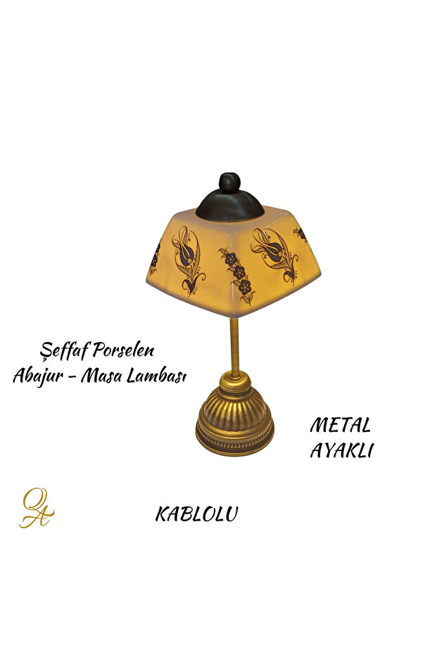 Lampshade-Table and Night Light-Cable-Connected-Decorative-Handmade-With Transparent Porcelain Hat