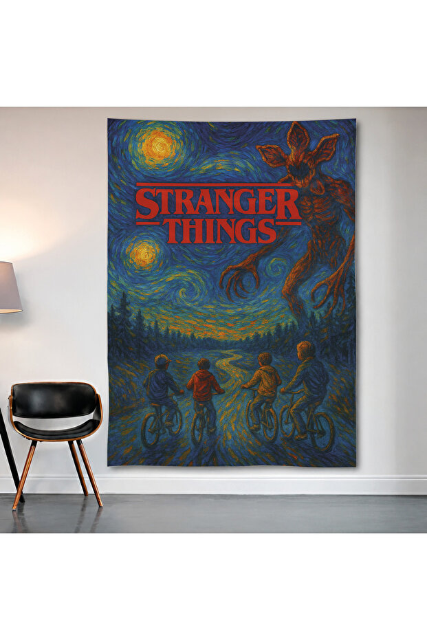 Stranger Things Starry Night Wall Covering Wall Tapestry First Quality Satin Fabric Poster