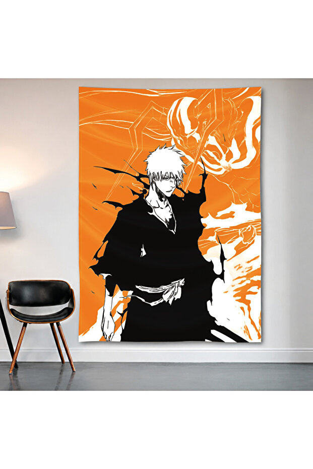 Bleach Ichigo Kurosaki Wall Covering Wall Tapestry First Quality Satin Fabric Poster
