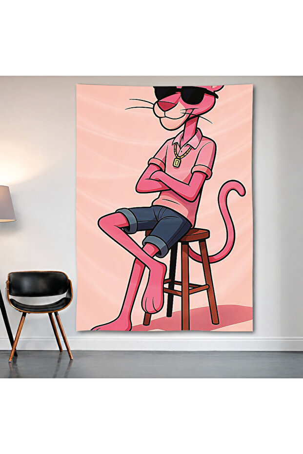 Pink Panther Wall Covering Wall Tapestry First Quality Satin Fabric Poster