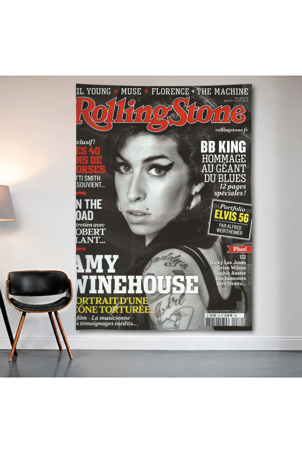 Rolling Stone Amy Winehouse Wall Covering Wall Tapestry First Quality Satin Fabric Poster