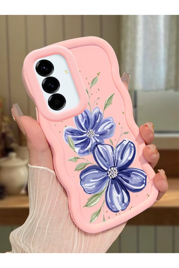 Samsung Galaxy A56 Compatible Case Camera Protector Pink Silicone Couple Phone Case Floral Pattern