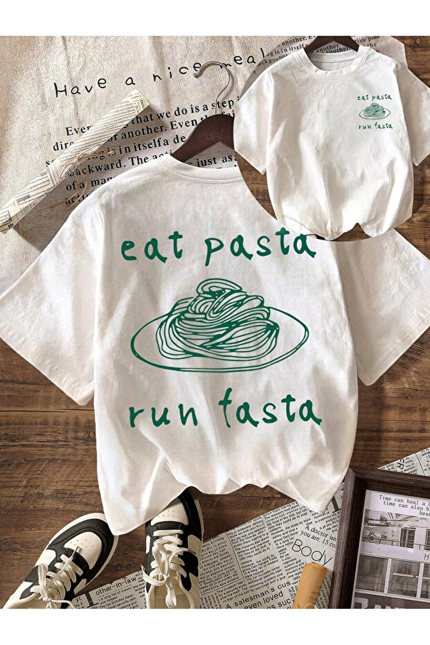 Eat Pasta Printed Unisex Oversize T-Shirt