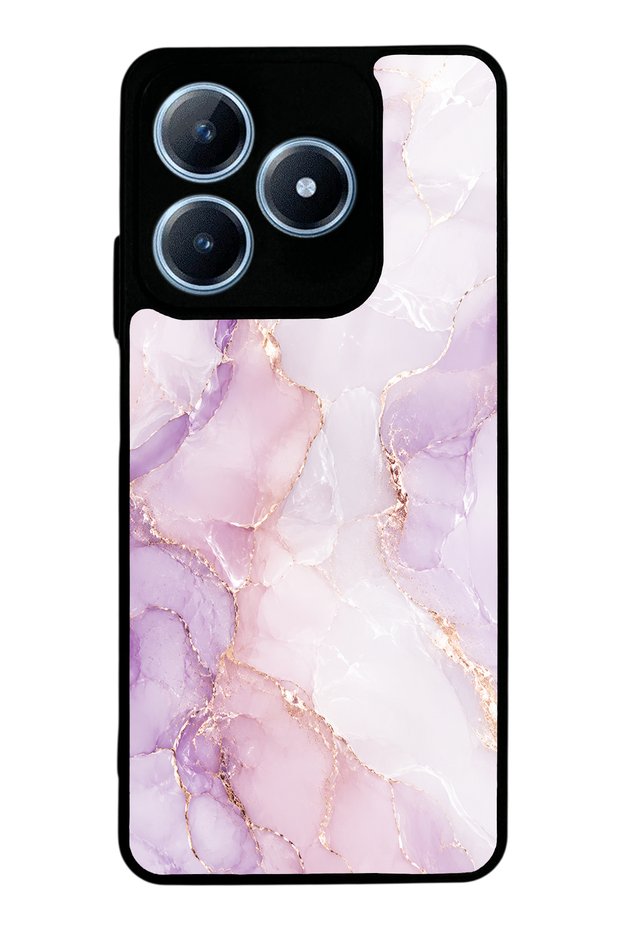 Realme C63 Lavender Rose Marble Design Glossy Phone Case