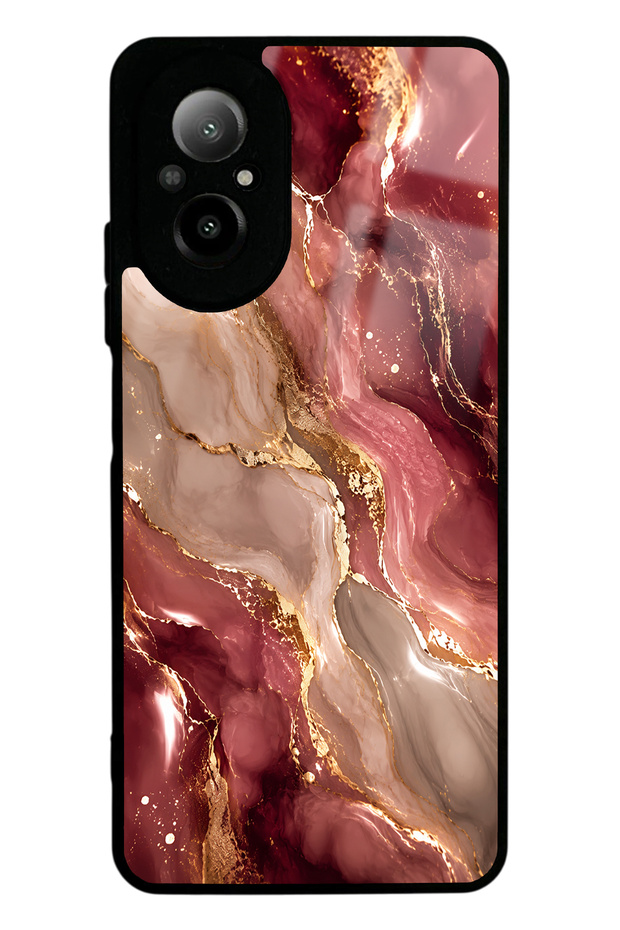 Realme 12 Lite Burgundy Gold Marble Design Glossy Phone Case