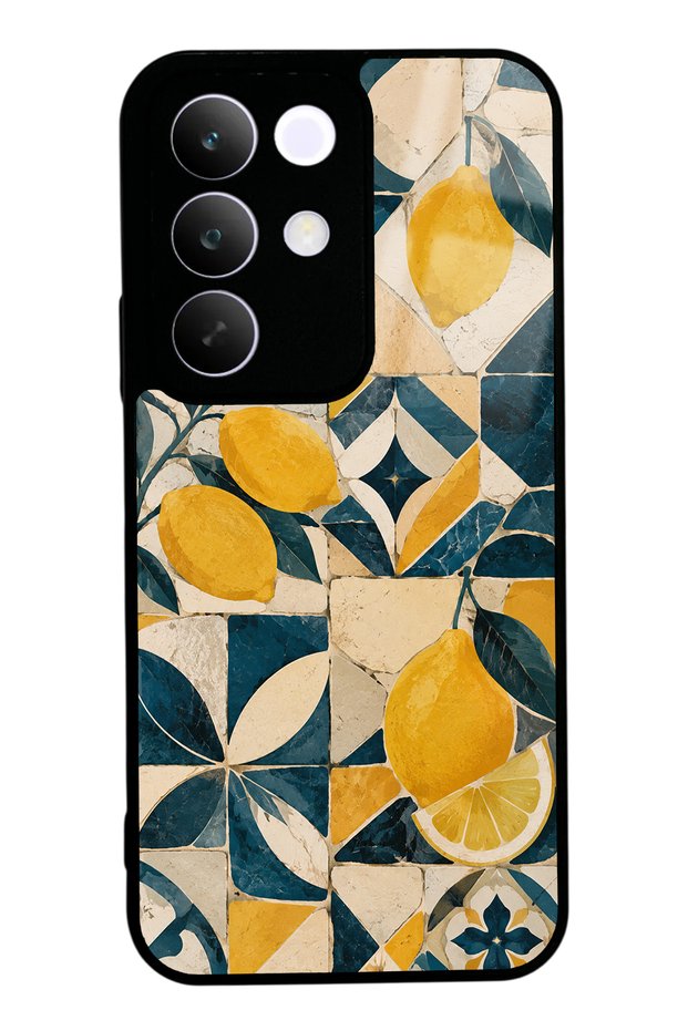 Realme C85 Glossy Phone Case with Mediterranean Lemon Mosaic Design