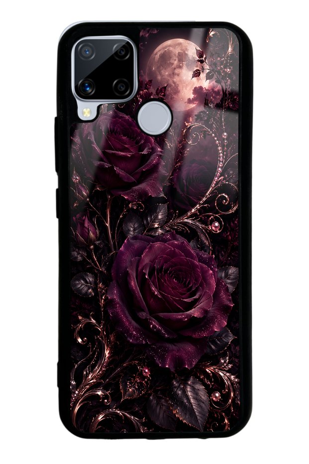Realme C15 Moonlit Burgundy Rose Design Glossy Phone Case