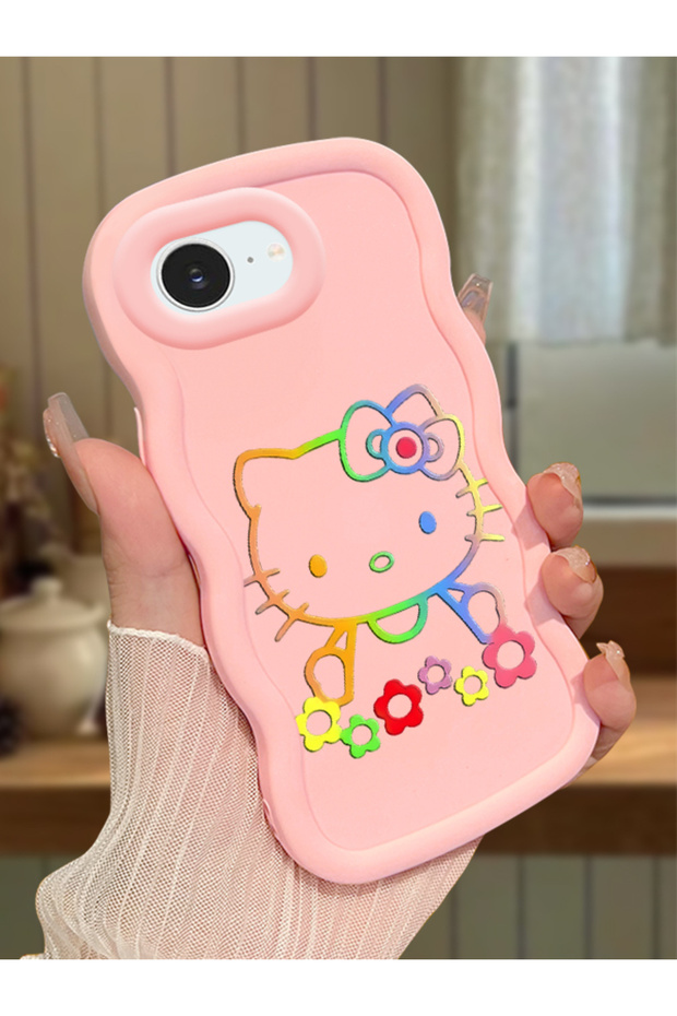 iPhone 16E Compatible Case Camera Protector Pink Silicone Couple Phone Case Kitty Pattern