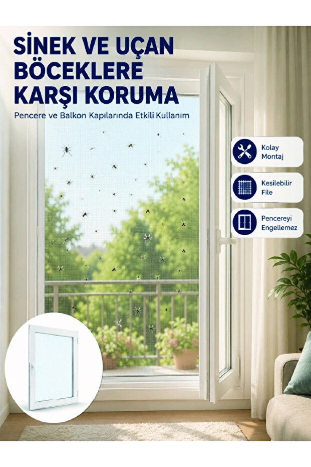 Single-Panel Easy-To-Install Fly Screen for Windows and Balconies