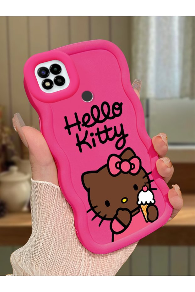 Poco C31 Compatible Case Camera Protector Red Silicone Couple Phone Case Kitty Pattern