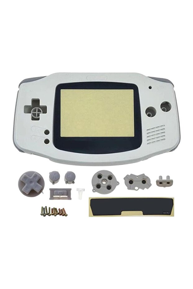 غلاف بديل أبيض اللون لجهاز Game Boy Advance GBA مع مجموعة كاملة من الأزرار والبراغي للألعاب الكلاسيكية