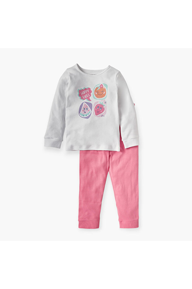 Fruit Print T-shirt and Pyjama Set