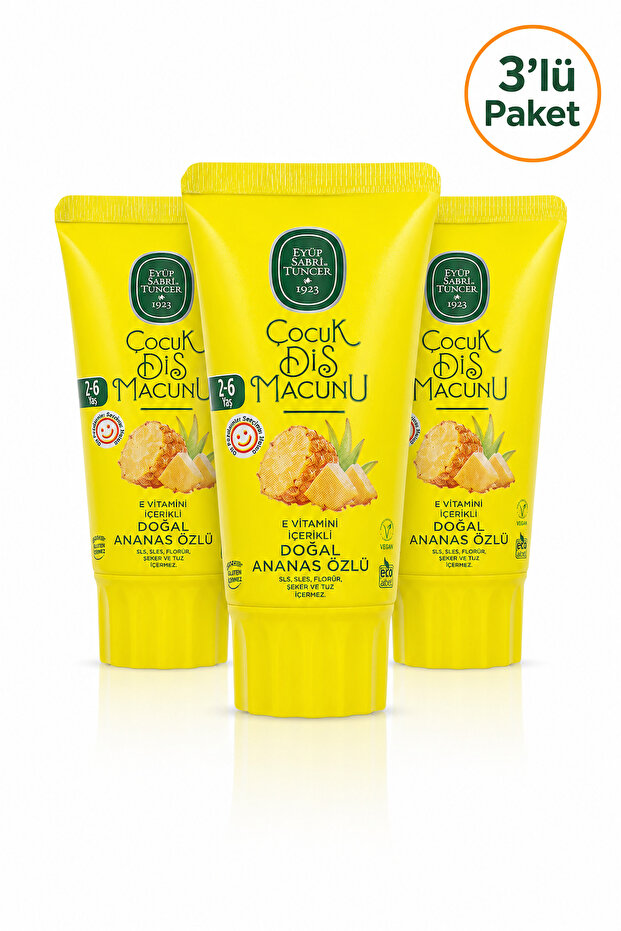 Natural Pineapple Extract Children's Toothpaste for 2-6 Years Old 60 ml X 3 Pieces