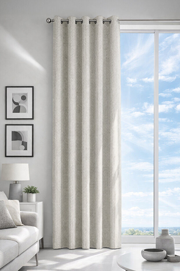 Sidney Ecru Custom Size Background Curtain 140X260 1X2.5 Pleated