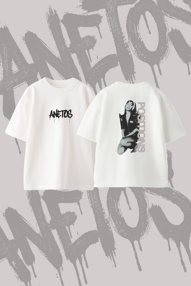 Ariana Grande Positions_18 Design Back Printed Cotton White Oversize T-Shirt