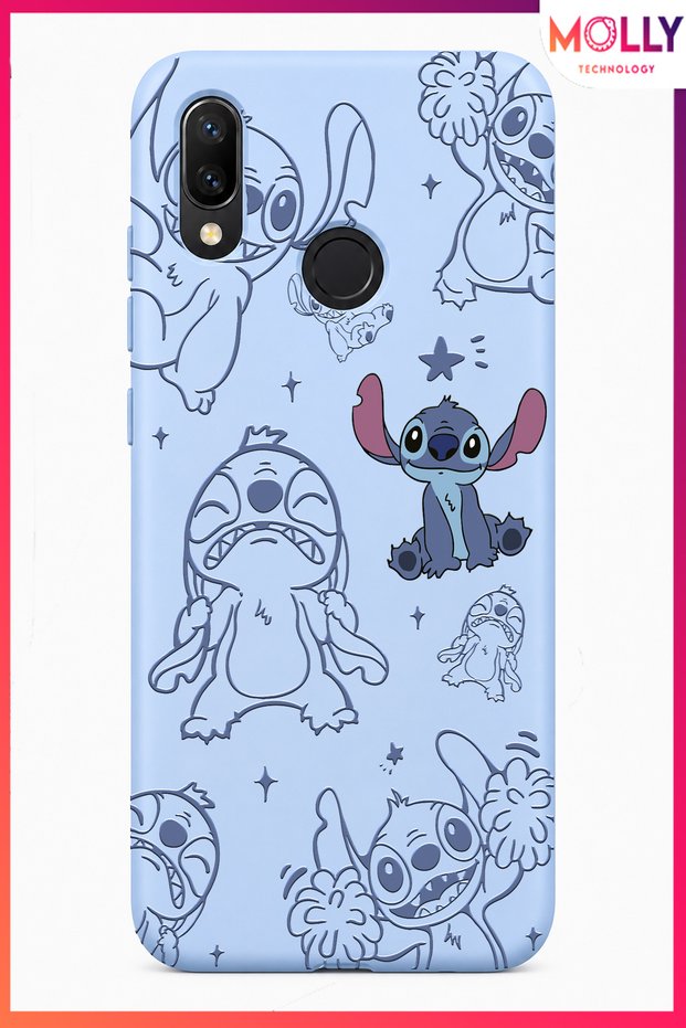 Baby Blue Stitch Sweet Freakery Pattern Silicone Case for Huawei Y7 2019