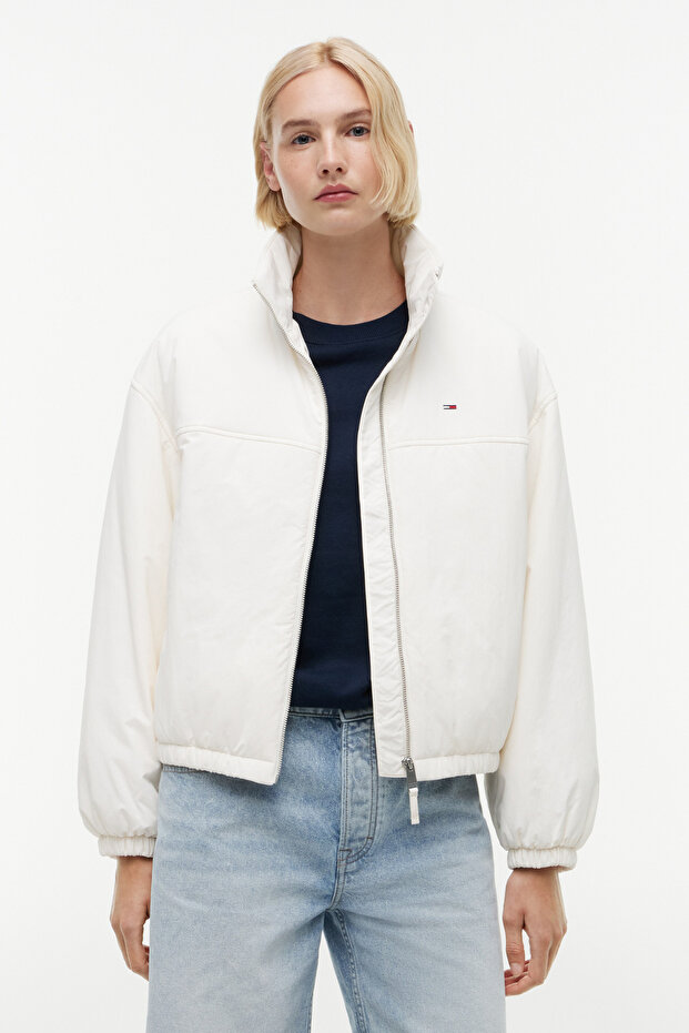 Tjw Women's Padded Stand Collar Ancient White Jacket