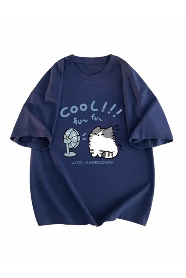 Cool Fun Fun Printed Round Neck 100% Cotton Large Size Relax Women's T-Shirt
