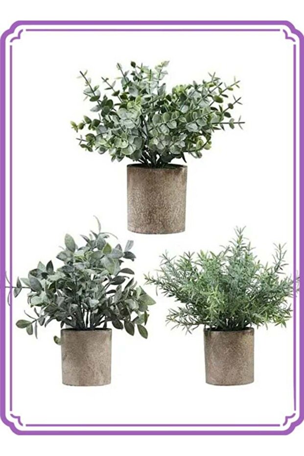 3 Pack Mini Potted Fake Plants Artificial Plastic Eucalyptus Plants for Home Office Desk Room Decoration