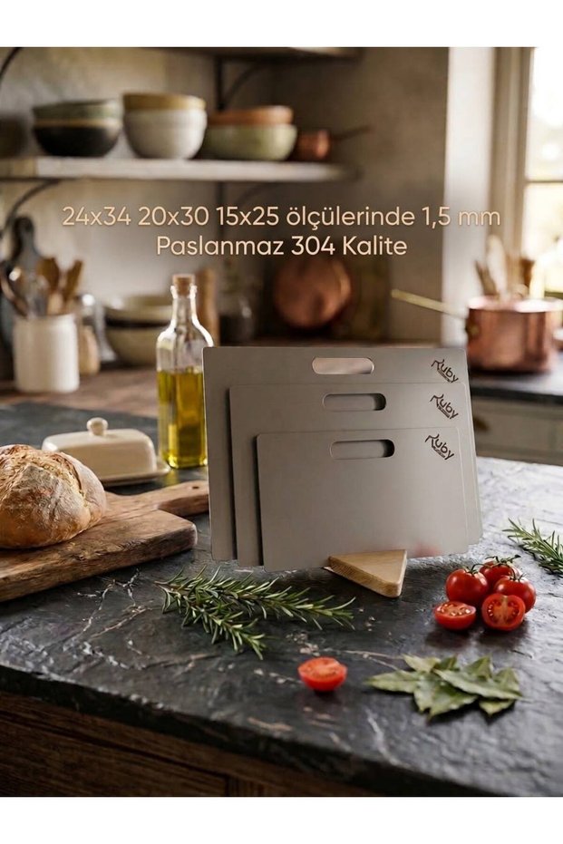 Stainless Steel Cutting Board Set of 3 with Stand