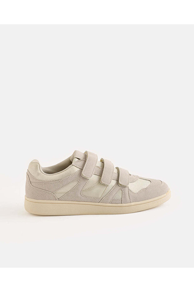 Women Ivory Three Strap Low Top Sneakers