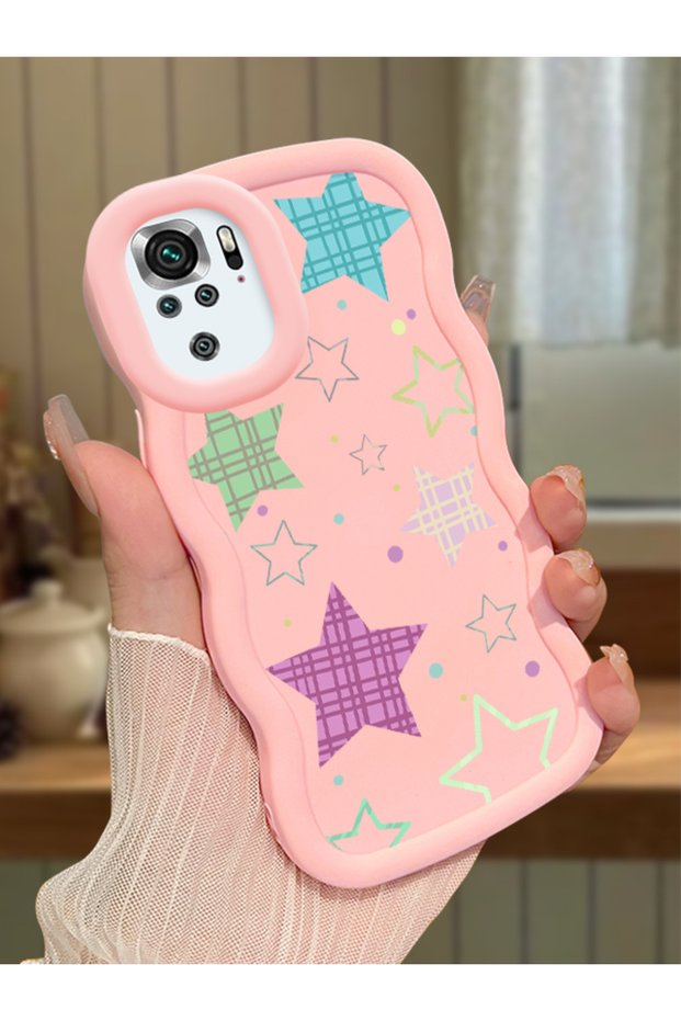 Redmi Note 10 4g Compatible Case Camera Protector Pink Silicone Couple Phone Case Star Pattern