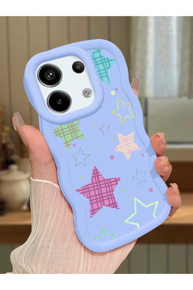 Poco X6 5g Compatible Case Camera Protector Blue Silicone Couple Phone Case Star Pattern