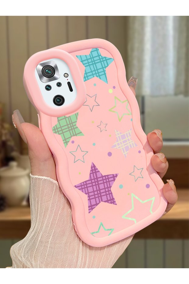 Redmi Note 10 Pro Compatible Case Camera Protector Pink Silicone Couple Phone Case Star Pattern