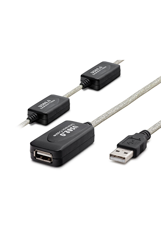 كابل تمديد USB باللون الفضي والأسود بطول 30 متر لأجهزة المكاتب المنزلية والمكتبية