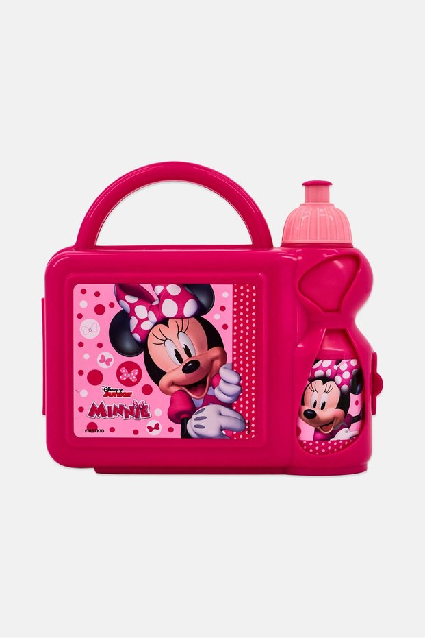 Junior Kids Girl 2 Piece Minnie Mouse Lunch Box And Water Bottle Set, Pink